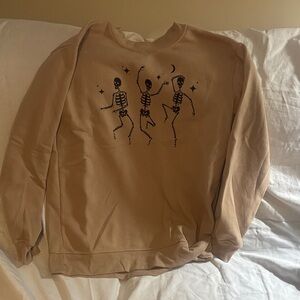 Women's Tan Skeleton Graphic Sweatshirt